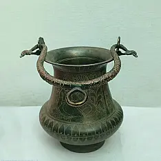 Antique Brass Kamandal | Erotic Hand carving