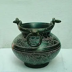Antique Brass Kamandal | Hand carving