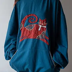Handmade Applique Hoodie | Monty ( A Cat )