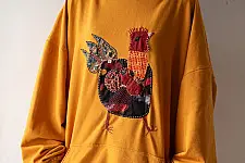 Handmade Applique Hoodie | Kokila ( A Hen )