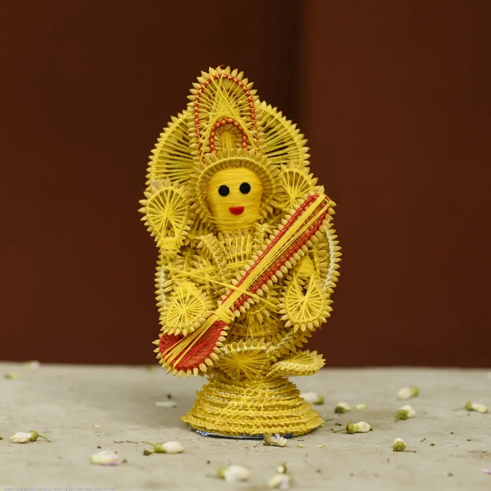 Shop Handmade dhaan murti - Paddy Craft | Saraswati (Red) 