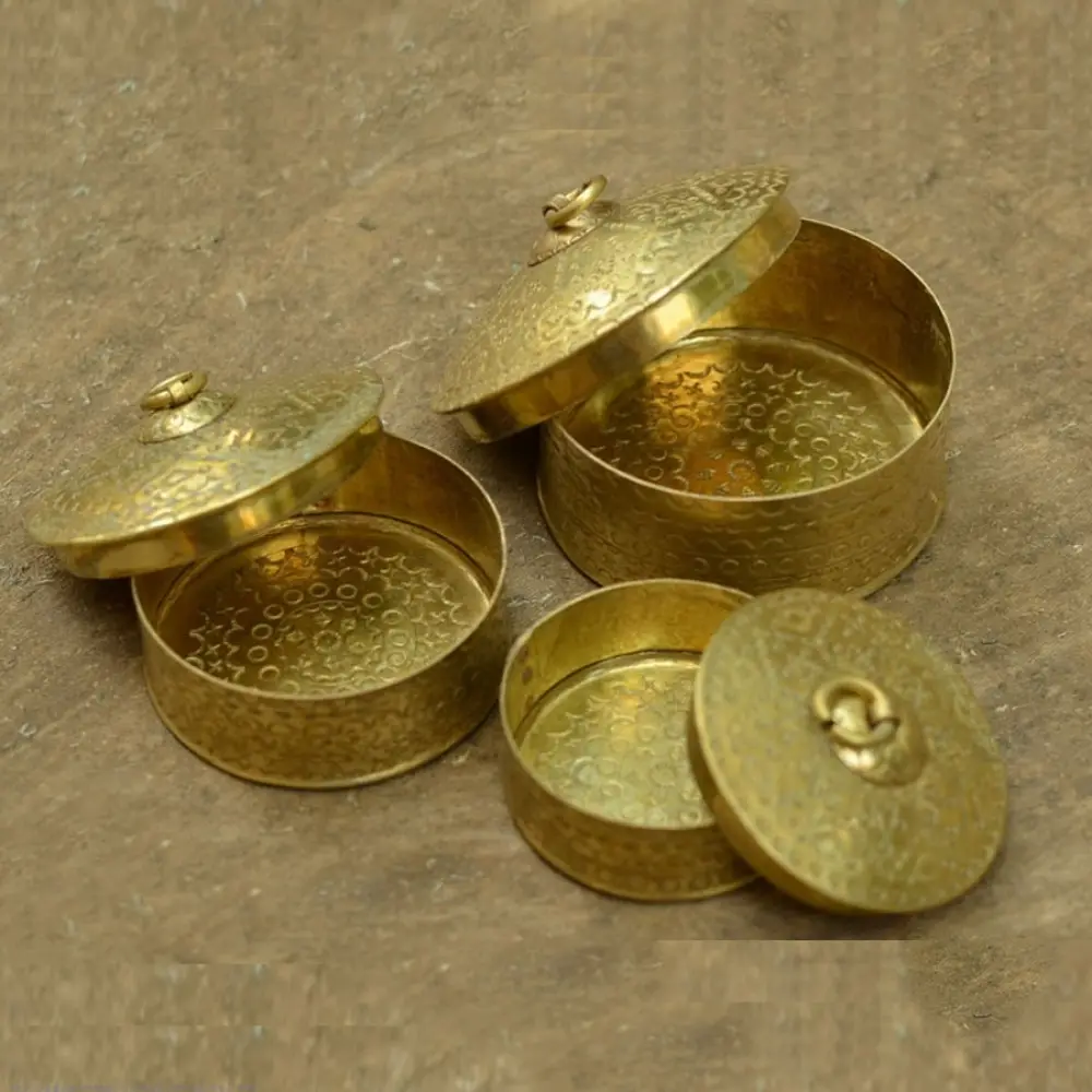 shop handmade brass dabro/ box - set of three
