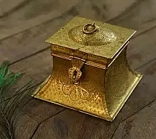 Ahar ✽ Brass ~ Square Dabro ( 6.5" x 6.5 x 5.5" Storage Box ) 