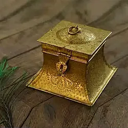 Ahar ✽ Brass ~ Square Dabro ( 6.5" x 6.5 x 5.5" Storage Box ) 