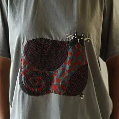 Handmade Applique Tshirt | Aalu ( A Cat )