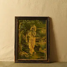 Memory Lines | Antique Print Murlidhar by Narottam Sharma ( With Frame)  