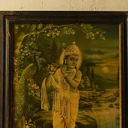 Memory Lines | Antique Print Murlidhar by Narottam Sharma ( With Frame)  
