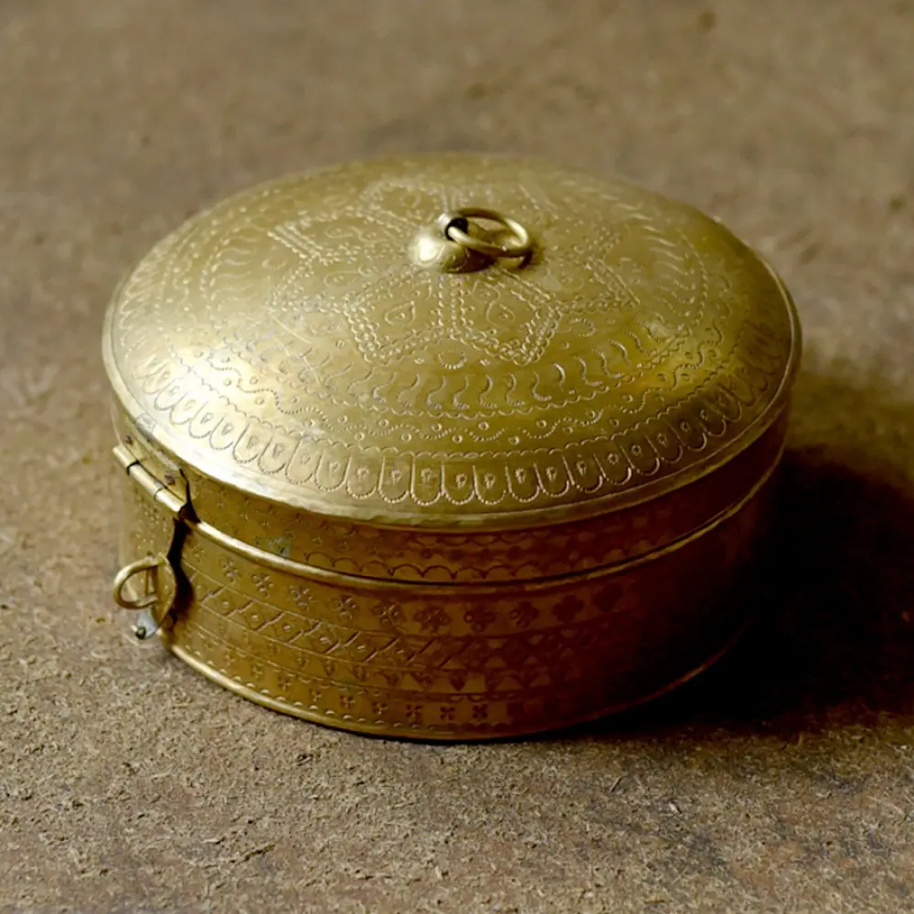 handmade brass Spice box / Masaladan / Roti Box