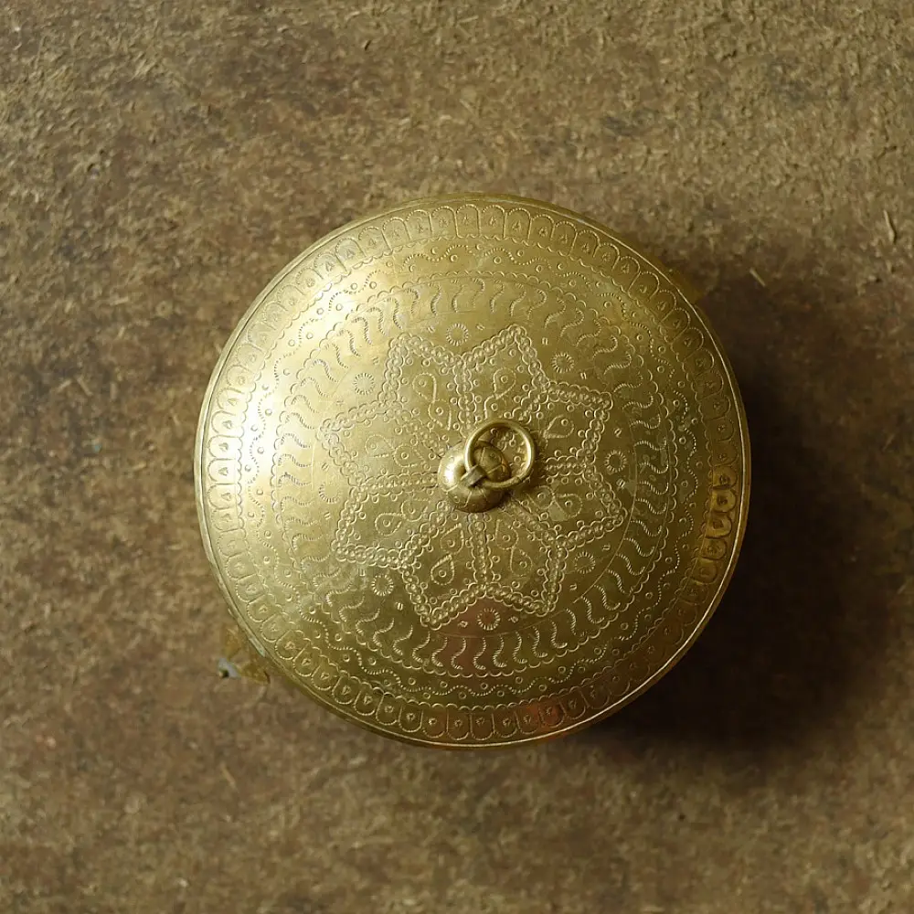handmade brass Spice box / Masaladan / Roti Box