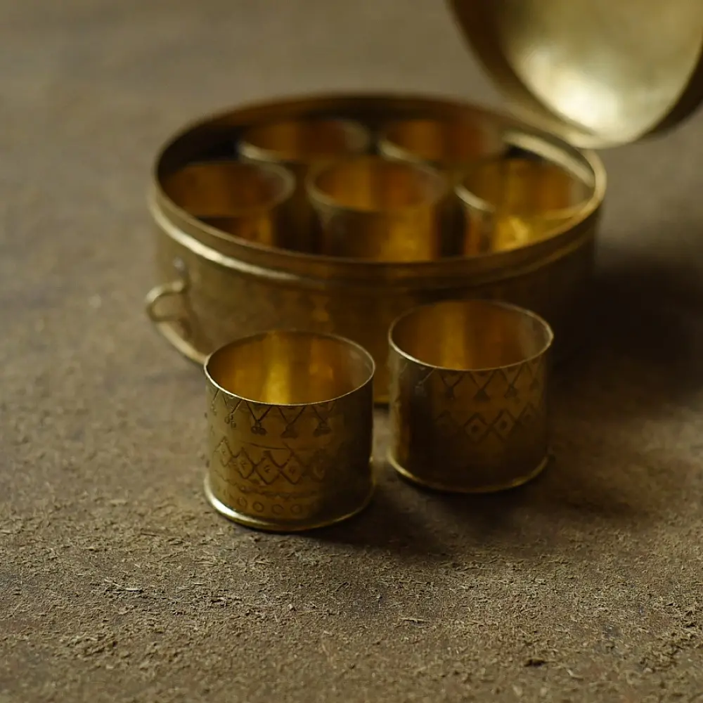 handmade brass Spice box / Masaladan / Roti Box