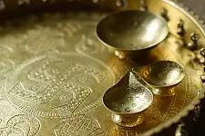 Ahar | Handcrafted Brass ~ Pooja Thali With Three Diyas ( Set of four ) 6