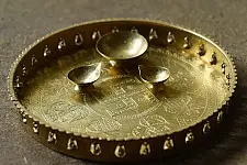 Ahar | Handcrafted Brass ~ Pooja Thali With Three Diyas ( Set of four ) 6
