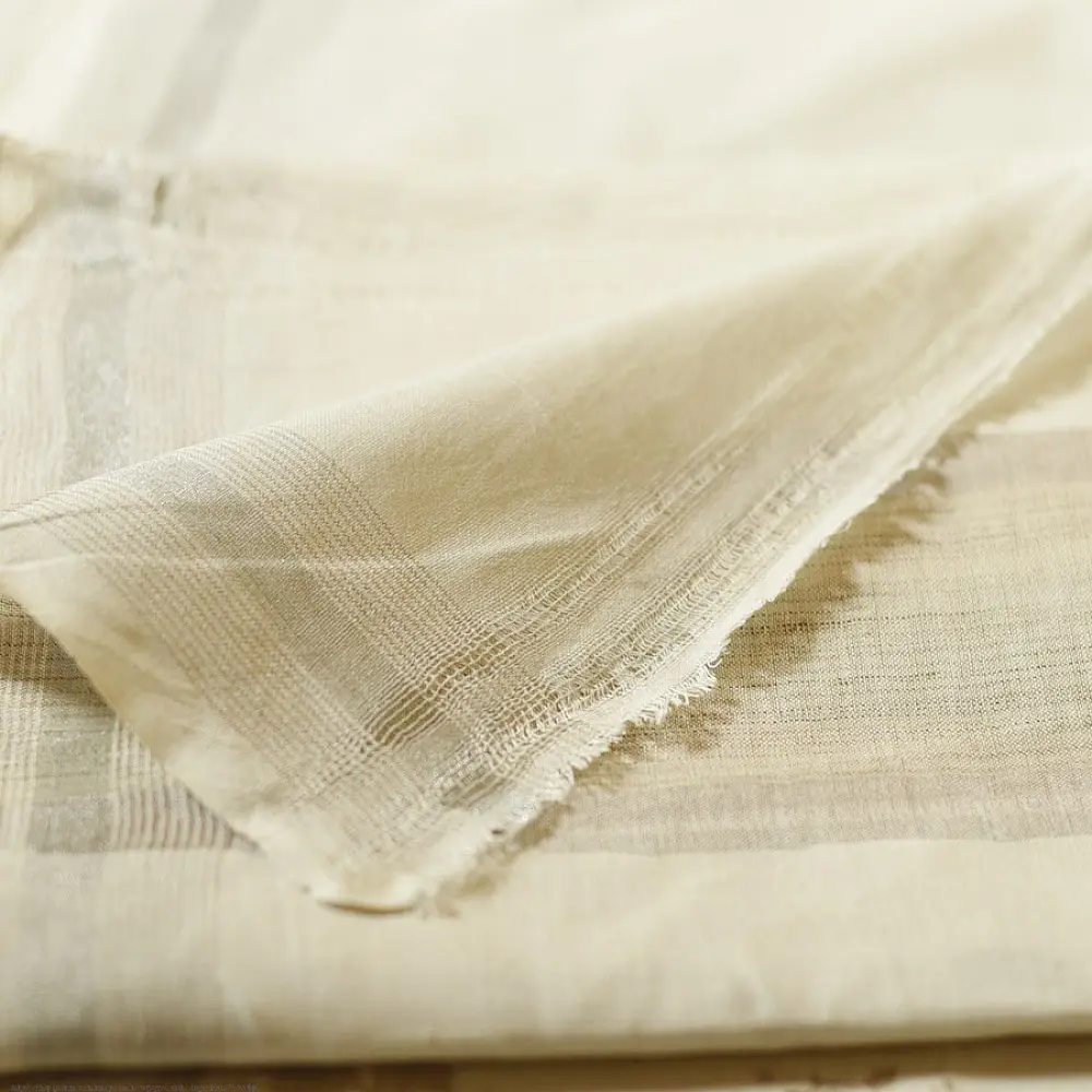 Handloom Dhoti Khes - Off White with Orange Border