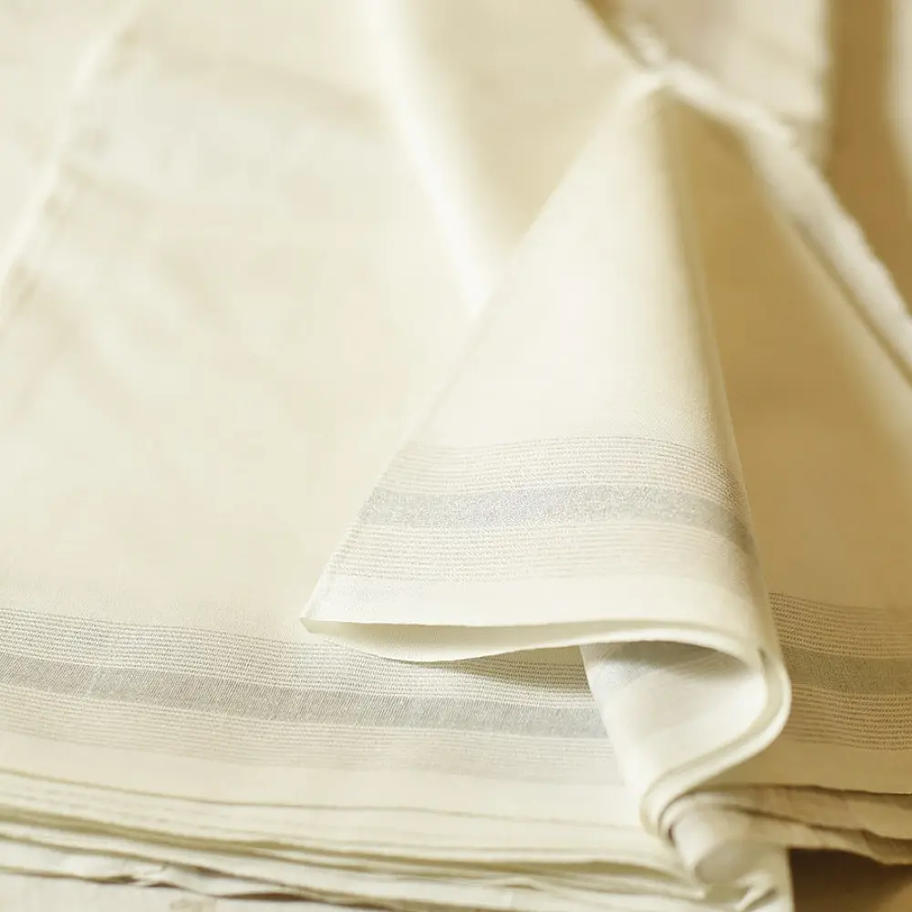 Handloom Dhoti Khes - Off White with Orange Border
