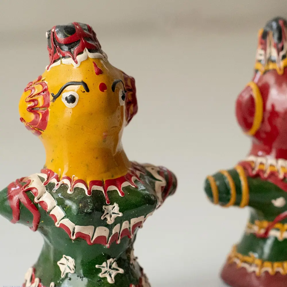 Shop Terracotta Handmade Lac-painted Terracotta Doll (Set of two)- F