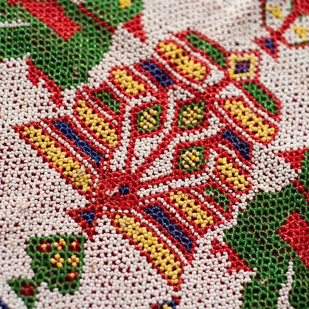 Saurashtra Bead Work - Old & Antique Wall Hanging - Chakda Perrot Motif