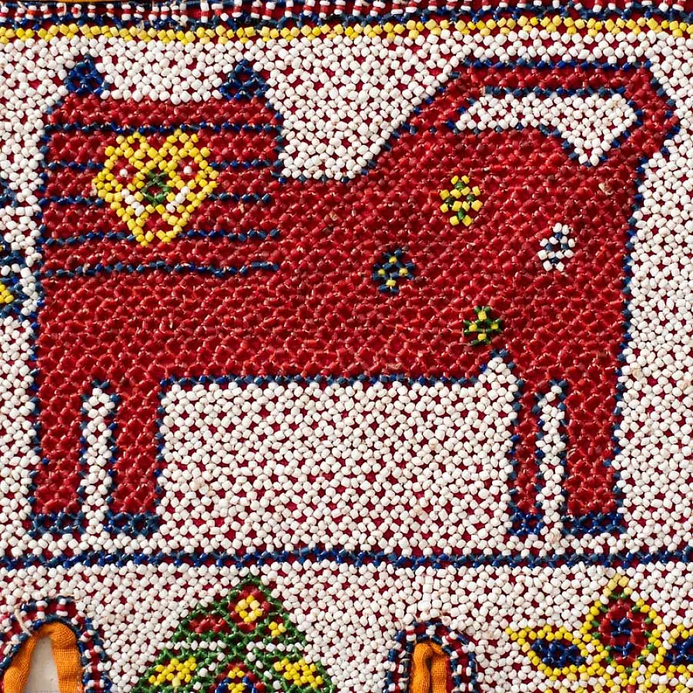 Saurashtra Bead Work - Old & Antique Wall Hanging - Toran Lion Motif