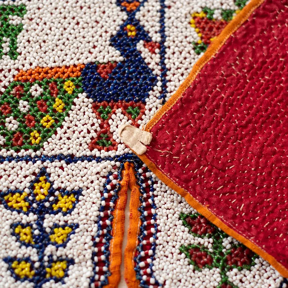 Saurashtra Bead Work - Old & Antique Wall Hanging - Peacock Door Toran
