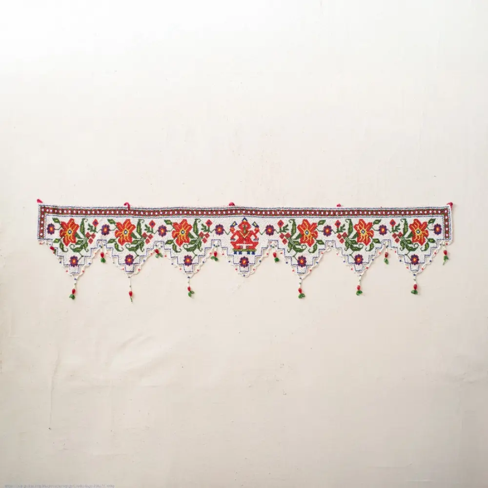 Old & Antique Wall Hanging - Ganesha & Hibiscus Flower Toran