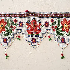 Prachin . प्राचीन  ❂ Old Wall Hanging - Ganesha & Hibiscus Flower Toran