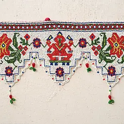 Prachin . प्राचीन  ❂ Old Wall Hanging - Ganesha & Hibiscus Flower Toran