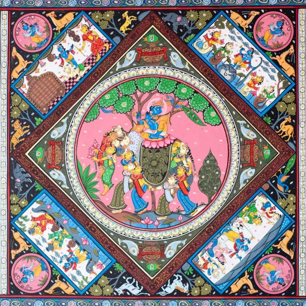 shop Traditional patachitra Painting ~ Krishna & Gopi