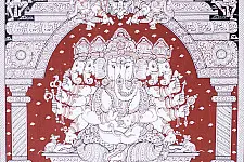 Chitra Katha . चित्र कथा | Pattachitra Traditional Painting ~ Panchmukhi Ganesha With Laxmi & Saraswati