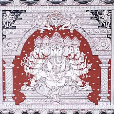 Chitra Katha . चित्र कथा | Pattachitra Traditional Painting ~ Panchmukhi Ganesha With Laxmi & Saraswati