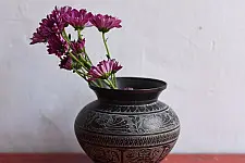 Antiquities from Khajuraho ~ Brass Lota with Hand Carvings  - A
