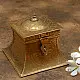 handmade square brass dabro storage box with flared base front clasp and hand engraved patterns