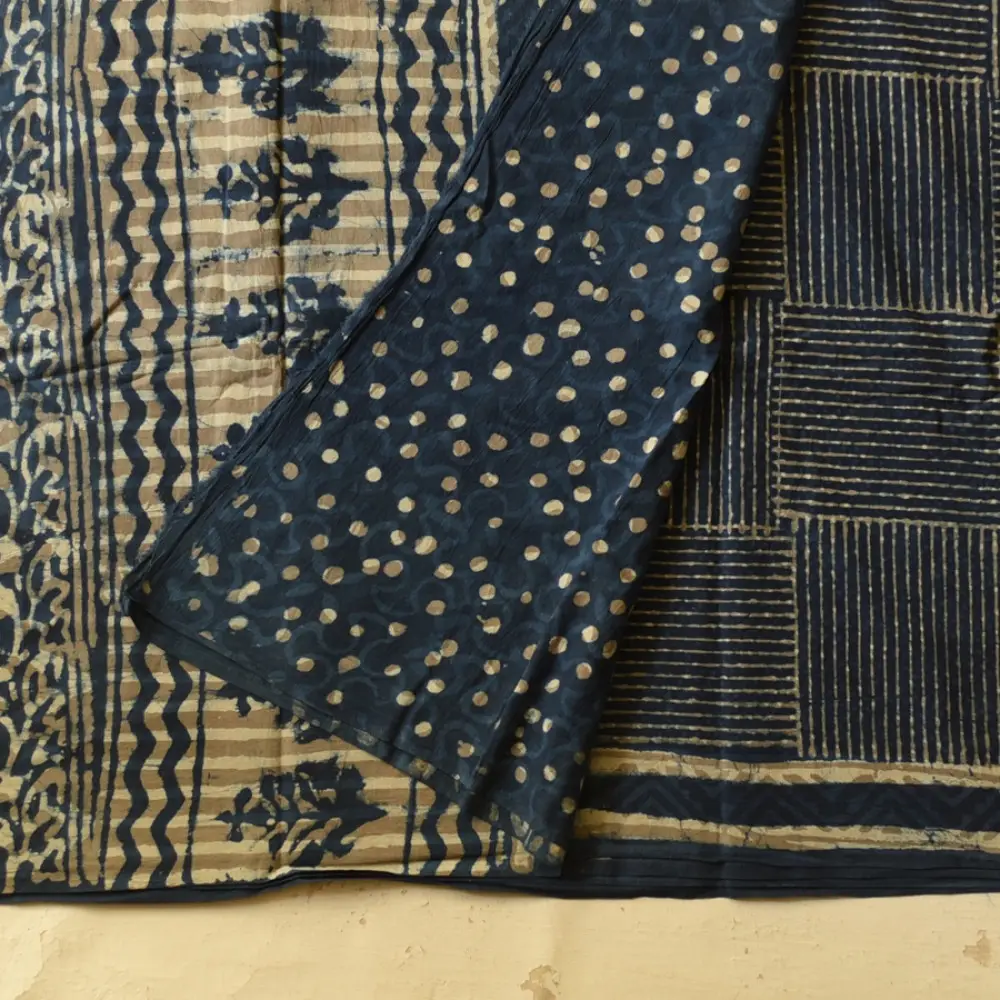 Exclusive Hand Block Printed Dabu Saree