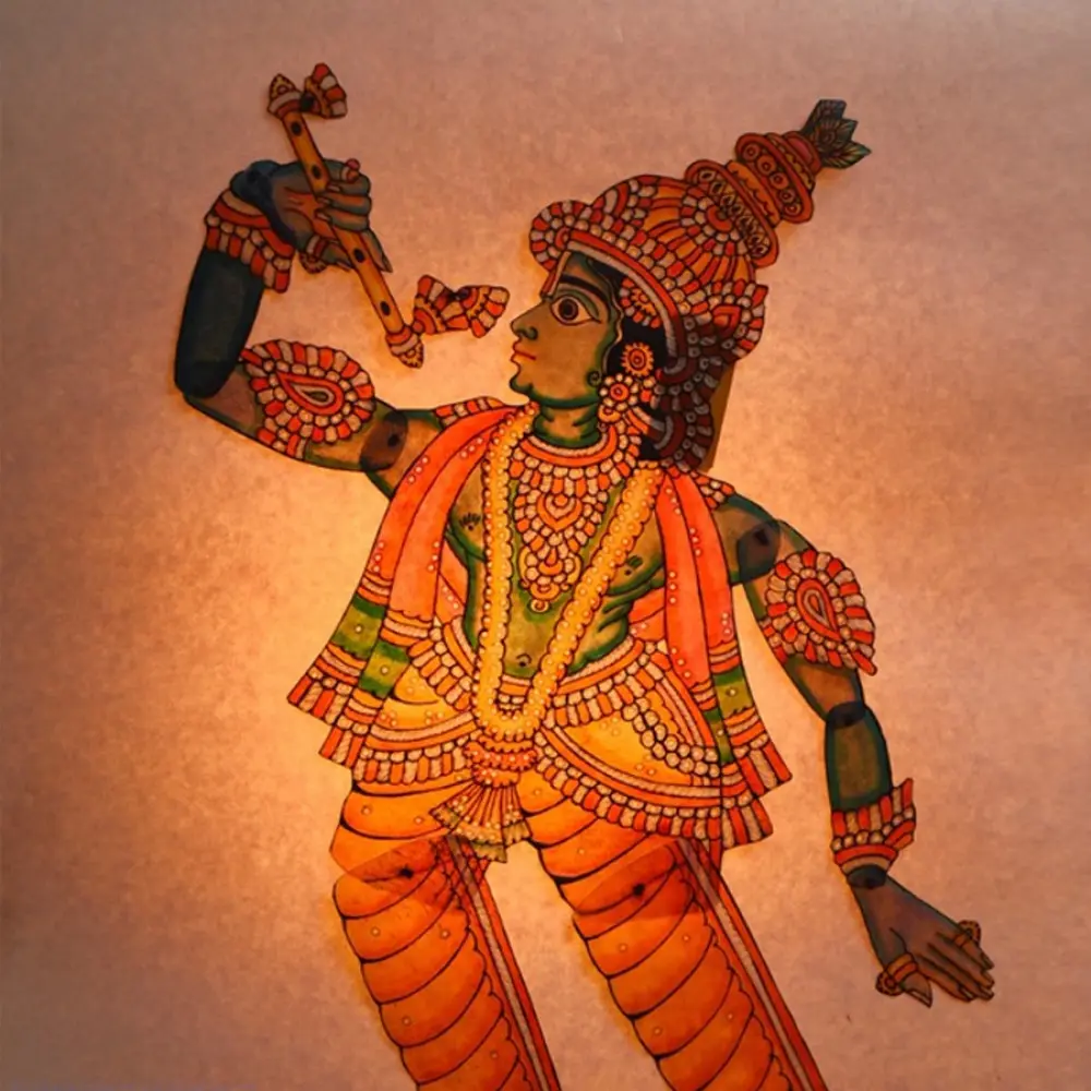 shop handmade leather puppet - Krishna / Murlidhar