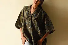 Linen Ajrakh Printed Shirt - Natural Dyed