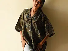 Linen Ajrakh Printed Shirt - Natural Dyed