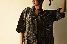Linen Ajrakh Printed Shirt - Natural Dyed
