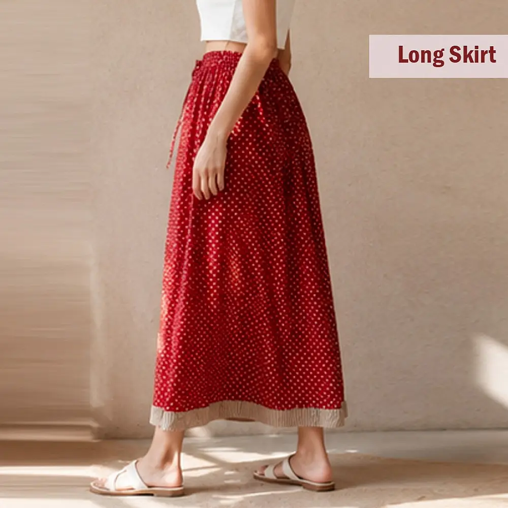shop Jawariya Block Printed A-Line Long Skirt / Kali Skirt