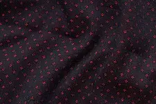 Mashru ✧ Handloom Mashru Fabric ( Per meter ) ✧ Black Fabric with Dark Red Dots