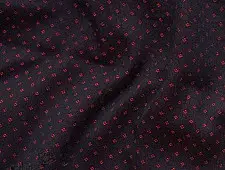 Mashru ✧ Handloom Mashru Fabric ( Per meter ) ✧ Black Fabric with Dark Red Dots