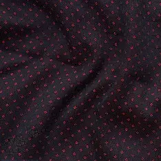 Mashru ✧ Handloom Mashru Fabric ( Per meter ) ✧ Black Fabric with Dark Red Dots