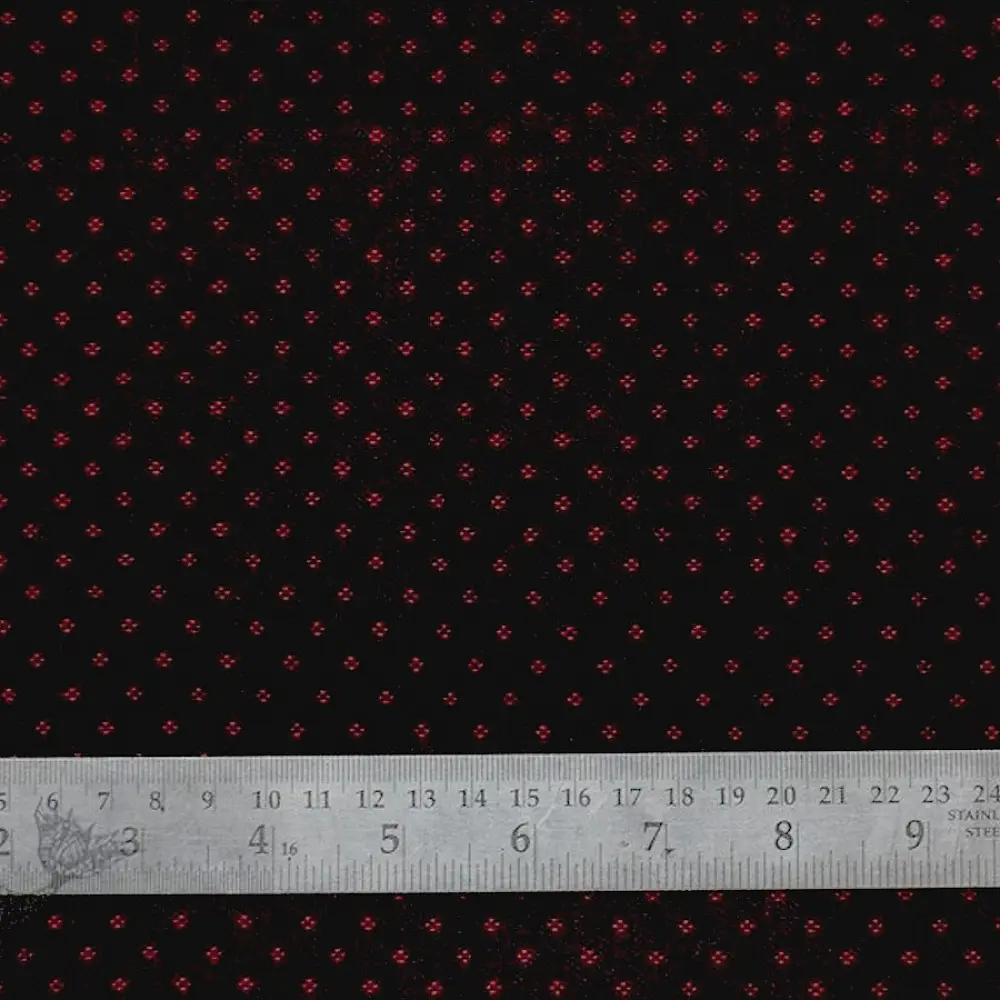 Buy Handloom Mashru Fabric ( Per meter ) ✧ Black Fabric with Dark Red Dots