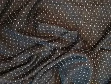 Mashru ✧ Handloom Mashru Fabric ( Per meter ) ✧ Black Fabric with White Dots