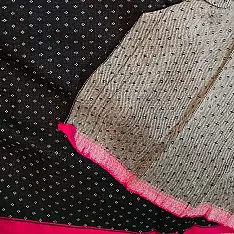 Mashru ✧ Handloom Mashru Fabric ( Per meter ) ✧ Black Fabric with White Dots