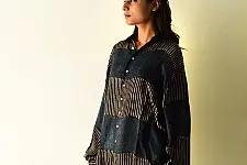Itr . इत्र | Ajrakh Modal Silk Shirt - Natural colours