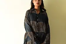 Itr . इत्र | Ajrakh Modal Silk Shirt - Natural colours