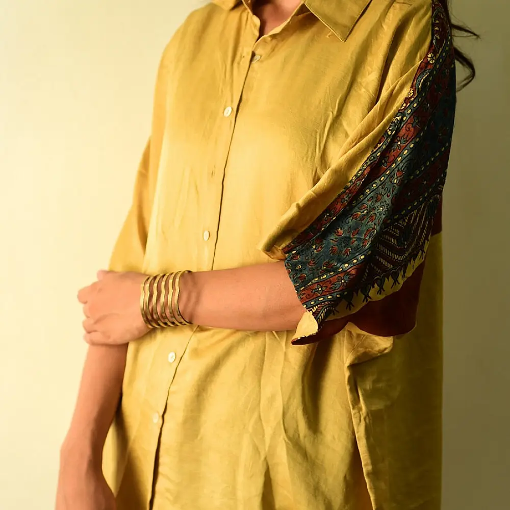 buy  Block Printed - Modal Silk Unisex Shirt