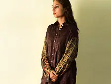 Itr . इत्र | Handmade Ajrakh Block Printed Silk Shirt