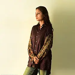 Itr . इत्र | Handmade Ajrakh Block Printed Silk Shirt