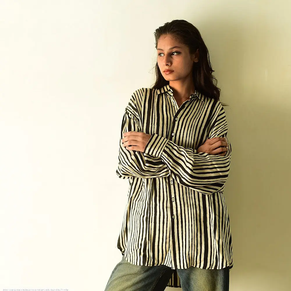 buy Ajrakh Printed Modal Silk Shirt