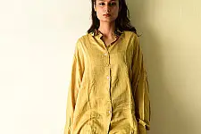 Itr . इत्र | Over Size Silk Shirt | Natural Colour Ajrakh