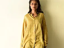 Itr . इत्र | Over Size Silk Shirt | Natural Colour Ajrakh